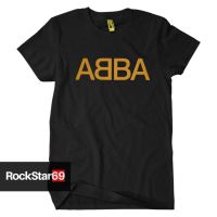 2023มาใหม่ผ้าฝ้าย100 แฟชั่น Tee ใหม่ Abba วงโลหะสีดำแขนสั้นผู้ชายเสื้อยืด