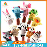 Boneka Jari Tangan การ์ตูนรูปสัตว์สำหรับเด็กของเล่นตุ๊กตานุ่มแบบโต้ตอบตุ๊กตายัดนุ่นพ่อแม่ลูก10ชิ้น