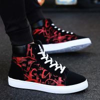 High top Sneakers Men Canvas Shoes Cool Street Shoes Young Male Sneakers Black Blue Red Mens Causal Shoes kj6