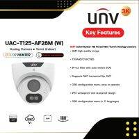 Uniview กล้องวงจรปิดระบบอนาล็อก 2MP รุ่น UAC-T125-AF28 M-W เลนส์ 2.8 ภาพสี มีไมค์ในตัว