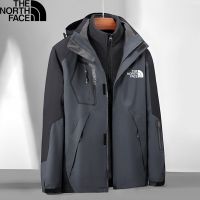 THE NORTH FACE สามในหนึ่งเดียวแจ็คเก็ตผู้ชายฤดูใบไม้ร่วงและฤดูหนาวขนาดใหญ่หลวมสบายๆบวกกำมะหยี่หนา Windproof กันน้ำJH