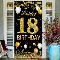 Black Gold 18th 21st 30 40 50 60th Birthday Banner Gold Ballon Number Backdrop Pendants Adults Happy Birthday Party Decor Baloon Banners Streamers Con