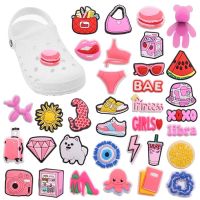 Hot Sale 1pcs Shoe Charms Pink Sunglasses Camera Suitcase PVC Cute Garden Shoe Buckle Decoration Fit Croc Jibz Kids X-mas Gift