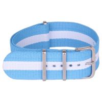 yivdje Man Women 22 mm Strong Military Army Light Blue White fabric Nylon Watch watchband accessories Woven Strap Band Buckle 22mm