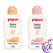 Combo phấn rôm + phấn thơm Pigeon 100g nắp màu an toàn cho bé