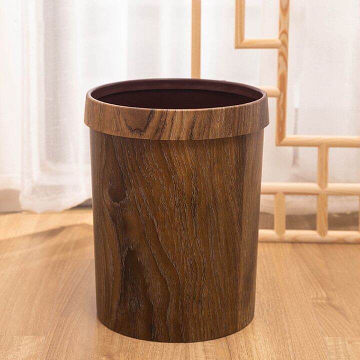 WOODROW Home Office Wood Grain Kitchen Retro Bedroom Waste Basket Trash