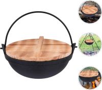 Cabilock Outdoor Cooker Cast Iron Pot with Lid Camping Oven Hanging Cookware Japanese Style Shabu Pot Sukiyaki Pan for Home Travel Outdoor  Nonstick Cookware