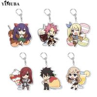 [HOT HUIQKKJKUIO 556] ญี่ปุ่น Fairy Tail อะนิเมะพวงกุญแจการ์ตูน Natsu Lucy สีเทาขนม Series คอสเพลย์ Key Chain กระเป๋า Charm ตัวอักษรสะสม