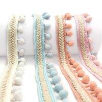 Pompom Trim Lace FabrIc Ribbon for Craft DIY Wedding Decoration Sewing Cloth Accessory 3.5cm Diy Handmade Patchwork Polyester 1y Fabric  Material