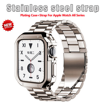 ชุบซิลิโคนและสายสแตนเลส + เครื่องมือสำหรับ Apple Watch 41มม. 45มม. 44มม. 40มม. 42มม. 38มม. สร้อยข้อมือโลหะสำหรับ Apple Watch Series 8 7 6 SE 5 4 3 (ไม่รวมนาฬิกา)