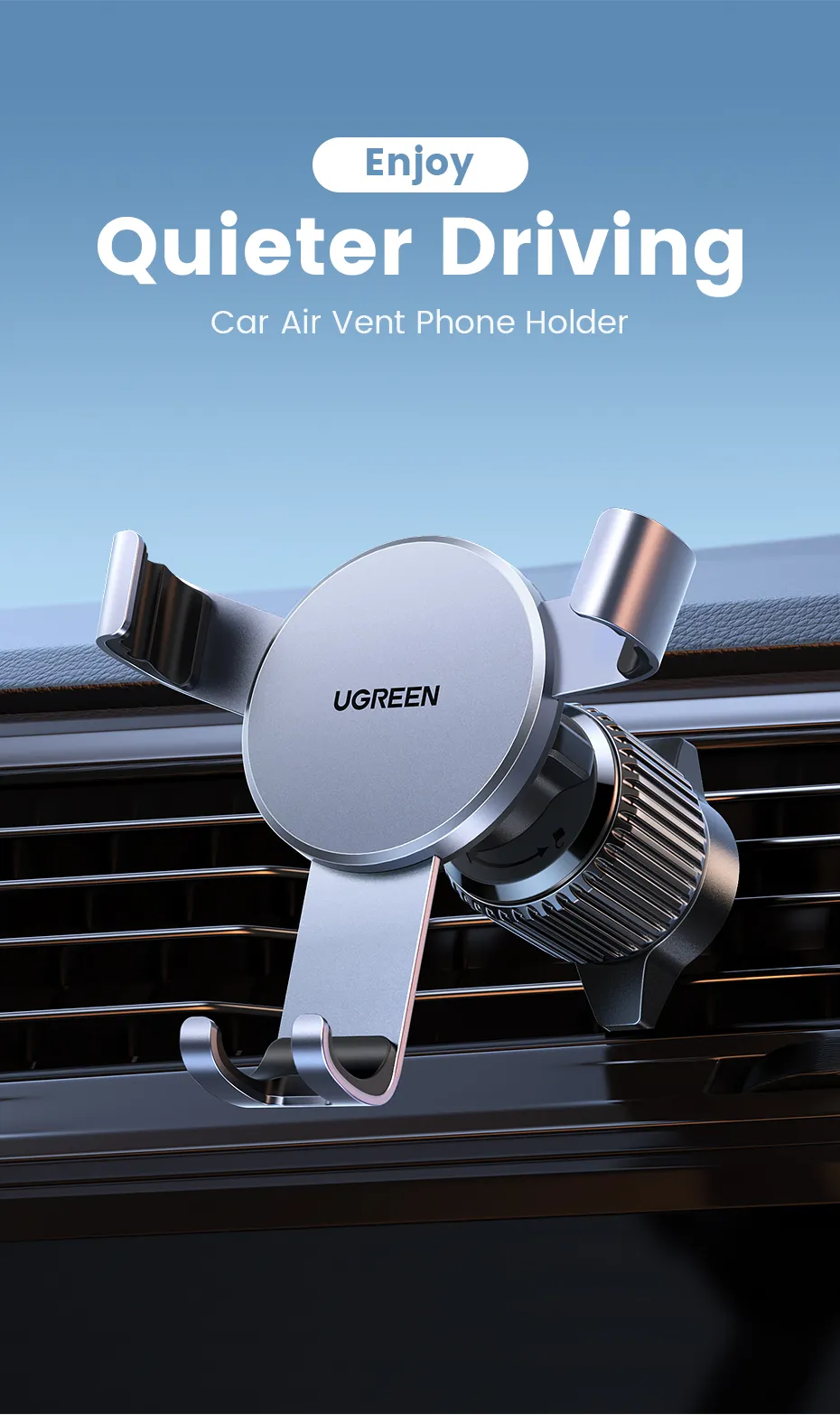 UGREEN Gravity Drive Air Vent Car Mount Phone