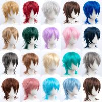 【LZ】☈❁™  Synthetic Short Wigs Wolf cut with Bangs Choppy Cosplay Party Wig for men women Pink Red Blue Purple Korean style Man wig MUMUPI