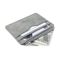 Mens Card Wallet Short Matte Leather Retro Multi-card Frosted Fabric Card Holder Money New Minimalist Purse Transparent Coins Card Holders