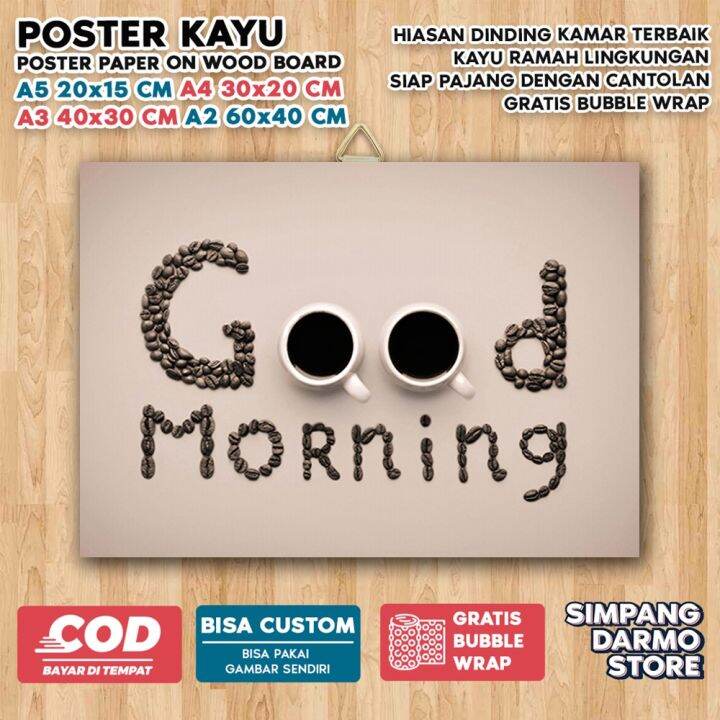 Poster Kayu Qoute Kalimat Motivasi Tema Kopi Hiasan Dinding Bingkai