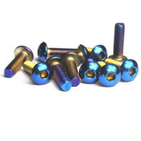 2pcs M8 Allen burnt titanium "plating" screw semicircular head screws mushroom hex bolt motorcycle modification bolts burn blue Nails Screws  Fastener