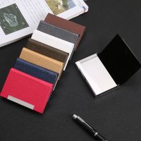 Stainless steel PU card holder metal card case by creative cardcase business gifts set LOGO --A0509