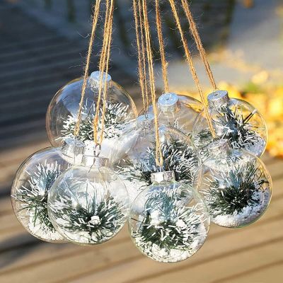 15 PCS Round Clear Christmas Balls Fillable DIY Christmas Tree Balls Made of Plastic Christmas Balls Tree Decorations