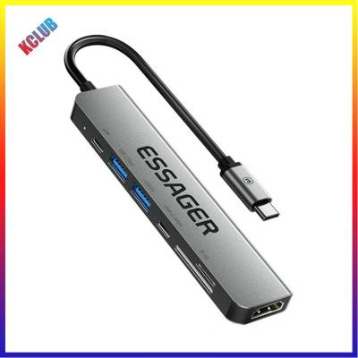 แท่นวางคอมพิวเตอร์7-In-1สถานี USB ชนิด C HDMI-รองรับ PD60W แหล่งจ่ายไฟขยายฮับพอร์ตเครื่องแยกอเนกประสงค์