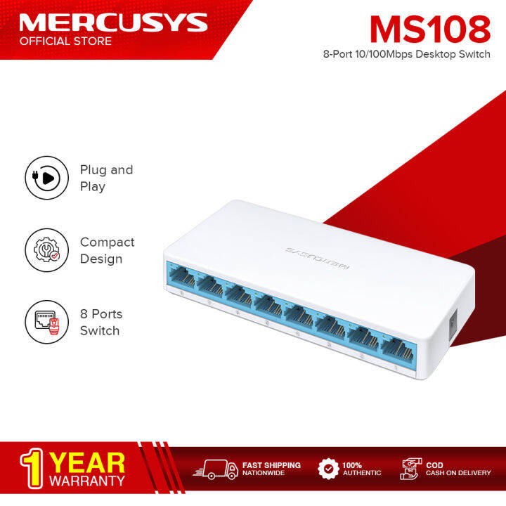 Mercusys MS108 8-Port 10/100Mbps Desktop Switch | Lazada PH