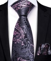 2023 New Grey Pink Floral Silk Elegent Tie For Child 120CM Long 6CM Wide Luxury Designer Children Necktie Handky Fashion Hi-Tie