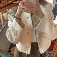 ลูฟร์17fw4676 Kusahiki,เสื้อโคเรียพริมาเวร่า Outono Tweed Casaco Feminino Elegante Nico Breasted O-Pescoo Jeta Aqueta แมนกาลองกาลำลอง Sólido Outwear Topos