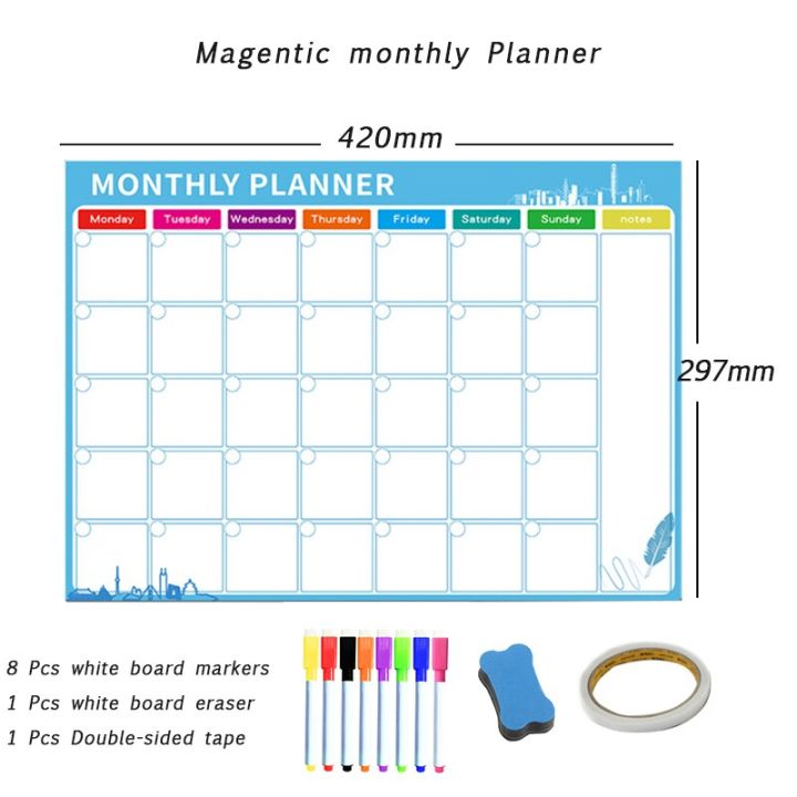 magnetic-weekly-monthly-planner-calendar-dry-erase-board-for-kids-message-memo-fridge-magnet-whiteboard-marker-wall-door-sticker