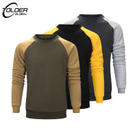 Men Streetwear Patchwork Hoodie Korean Simple Round Neck Sweatshirt Thin Fleece Spring Autumn Male Long Sleeve Pullover EUR Size