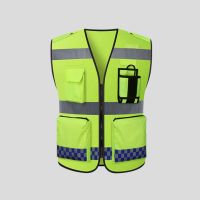 Mesh Reflective police Safety Vest High Visibility Pockets Breathable Workwear Construction Working Clothes Meet Ansi Class 2