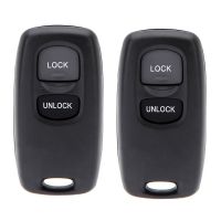 2X Uncut Key 2 Button Keyless Entry Remote Key Fob Shell Case and Button Pad Compatible with MAZDA 2 3 6 323 626