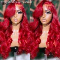 Colored Red Lace Front Human Hair Wigs 13X4 Body Wave Transparent Lace Front Wig For Women 99J Curly Human Hair Lace Frontal Wig [ Hot sell ] Gktinoo Fashion