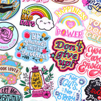 การ์ตูน Patch Rainbow Letter แพทช์ปักบนเสื้อผ้าเหล็กบนแพทช์สำหรับเสื้อผ้า DIY ดอกไม้ Patch Badge สติกเกอร์-Heluyou