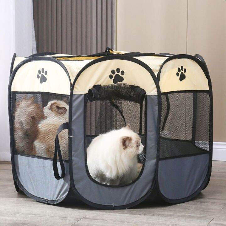 Portable Pet Cage Folding Pets Tent Outdoor Dog House Octagon Cage For