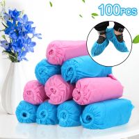 100PCS Disposable  Anti-Slip Shoe Covers  Breathable Dustproof Shoe Covers  Elastic Band  Non-Woven Fabric Overshoes Shoes Accessories