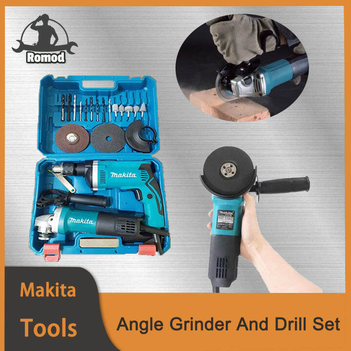 Makita Angle Grinder Heavy Duty Electric Drill And Grinder Set Tools