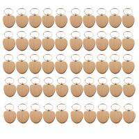 50Pcs DIY Wooden Keychain Tag Anti-Lost Wood Accessories Tags Can-Engrave DIY Gifts