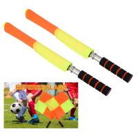 Linesman Flag 2PCS Brightley สีสันกีฬา Match ฟุตบอลฟุตบอลฮอกกี้การฝึกอบรมผู้ตัดสิน Linesman Flag พร้อมกระเป๋าเก็บของ