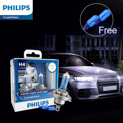 (แพ็คละ 2 หลอด) PHILIPS หลอดไฟหน้ารถยนต์ H4/H7/H11/HB3/HB4 Crystal Vision 4300K Vehicle Headlight Bulbs