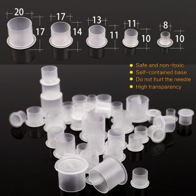 【CW】✑✻  50/100PCS Disposable Plastic Ink Cups 7 sizes Permanent Makeup Pigment Holder Cap