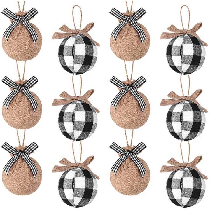 Christmas Tree Ornaments, 12 Pcs 2-1/2 Inches Buffalo Check Plaid ...