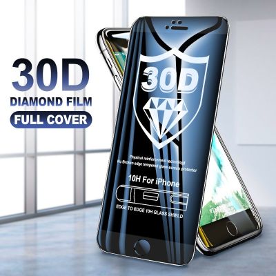 ฟิล์มป้องกันกระจกกันรอย30D XR XS Max,แก้วป้องกันขอบโค้งปกป้องทุกส่วนของเครื่องสำหรับ iPhone 7 8 6 6S Plus