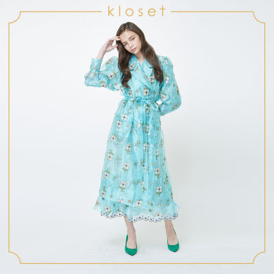 Kloset Embroidered Organza Trench Coat (SH18-T014)เสื้อผ้าผู้หญิง เสื้อผ้าแฟชั่น เสื้อแฟชั่น เสื้อโค้ทแฟชั่น เสื้อปักลาย เสื้อโค้ทผ้าแก้ว