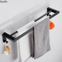 Black Space Aluminum Towel Bar Towel Bar Double Bar Toilet Hanging Rod Bathroom Pendant Double Towel Rack Shelves DyuIhr