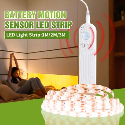 □☋ LED Strip Light Indoor PIR Motion Sensor USB 5V LED lamp 1m 2m 3m LED Strip Battery SMD 2853 Flexible Tape Cabinet Backlight