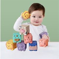 12pcs Baby Sensory Toys Building Silicone Blocks Grasp Toy 3D Silicone Building Blocks Soft Ball Kid Rubber Bath Cube Baby Toy ☒❀∈