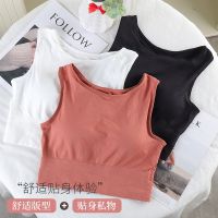 เสื้อกั๊กไร้สาย Bra Olahraga Seamless ความงามสำหรับผู้หญิง,เสื้อกล้ามไร้สายส่วนบนชุดชั้นในบุฟองน้ำแรงกระแทกสูงออกกำลังกายในยิมบราเซียโยคะ