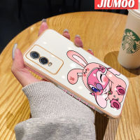 เคส JIUMOO สำหรับ Vivo Y76s Y74s Y76 5G เคสการ์ตูนน่ารักสีชมพูสติทช์แท้ซิลิโคนเคสมือถือขอบสี่เหลี่ยมกันกระแทกเคสนิ่มฝาปิดเลนส์เต็มเคสกันกระแทกกล้อง