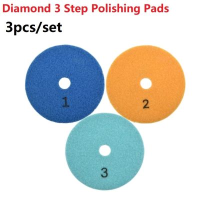 3PC Polishing Pads Granite Polishing Tool Pad Sanding Disc 4 Inch 100mm Dry/Wet Diamond 3 Step Polishing Granite Marble Disk