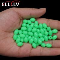 Elllv 1000pcs Oval Shape Green Glow Fishing Beads Luminous Hard Beans Fishing Rig Terminal Tackle Wholesale 3x4mm 5x8mm 7x10mm