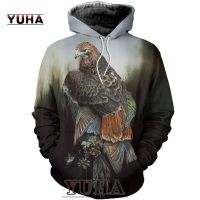 YUHA Eagle-Sudadera con capucha para hombre, ropa de calle con estampado 3d de animales, informal, novedad