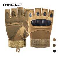 （AT） LOOGDEEL ถุงมือปีนเขา Half Finger Anti Slip การเคลื่อนไหวที่ทนทานการฝึกอบรมกลางแจ้งถุงมือยุทธวิธีถุงมือปีนเขา